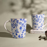 Ceramic Mug with Blue Floral Print